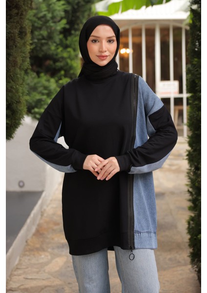 Siyah Kot Garnili Modal Tunik indirimleri