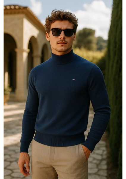 Erkek Basic Premium Comfort Uzun Lacivert Kazak fiyatları