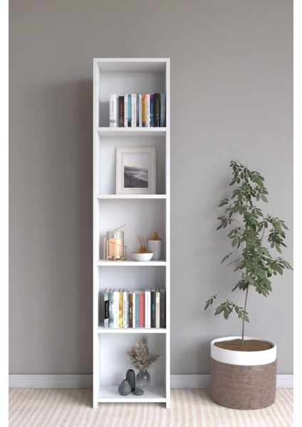 Emir 5 Raflı Çok Amaçlı Dolap - Kitaplık Beyaz