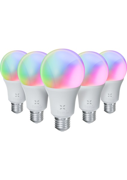 Smart Akıllı Wi-Fi Led RGB Akıllı Ampul Mobil Uygulama Denetimli Google Home/Alexa Uyumlu Çok Renkli Lamba (5 Adet) X7021