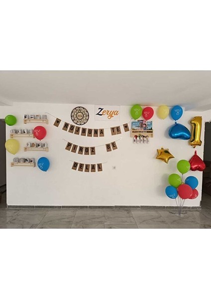 Kürtçe Doğum Günü Partisi Duvar Yazısı - Rojbuna Te Piroz Be - Isme Özel (Isim Için Mesaj Atınız) fiyatları