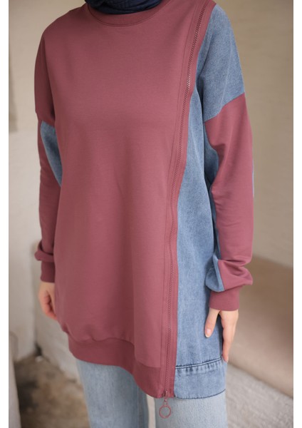 Gül Kurusu Kot Garnili Modal Tunik modelleri