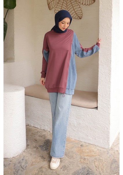 Gül Kurusu Kot Garnili Modal Tunik fırsatları
