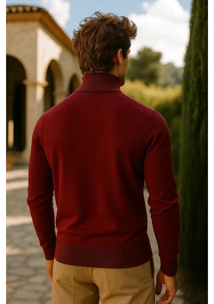 Erkek Basic Premium Comfort Uzun Bordo Kazak indirimleri