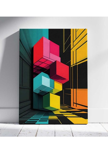 Renkli Mimari Soyutlama Oturma Odası Salon Kanvas Tablo Duvar Resim