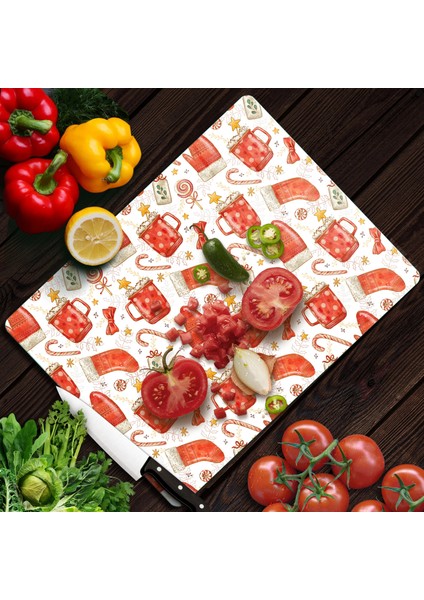 Cam Kesme Tahtası ve Sunumluk Christmas Yılbaşı Desenli 30 x 40 cm fiyatları
