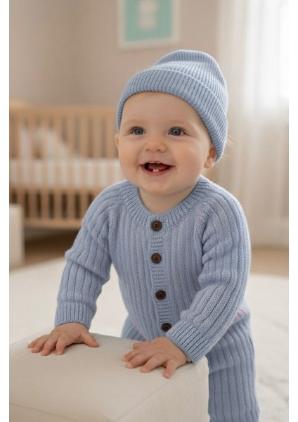 Yumuşak Örgü Yenidoğan Takımı (Tulum + Bere)