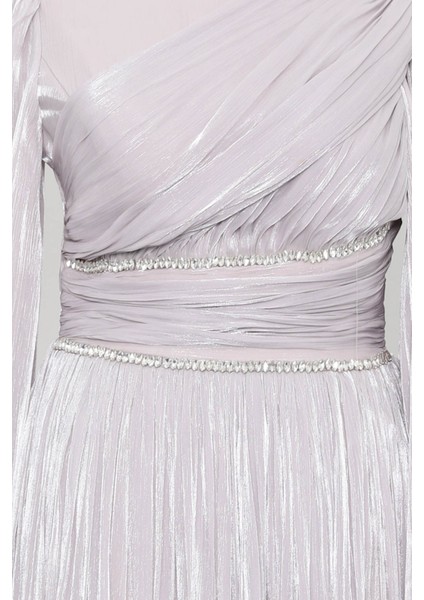 Gri Bel Büzgülü Taşlı Abiye fiyatları