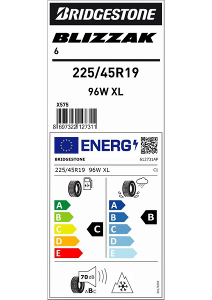 225/45 R19 96W Xl Blizzak 6 Kış Lastiği - 2025 modelleri