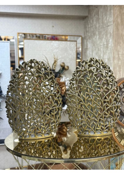 2'li Pirinç Eskitme Vazo 46 cm