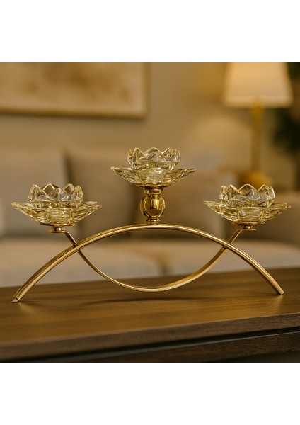 Dekoratif Köprü Şamdan - Gold