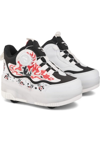 Flames Çocuk Patenli Işıklı Tekerlekli Spor Ayakkabı & Beyaz-Siyah Kaykay Ayakkabı 4 Teker fiyatları