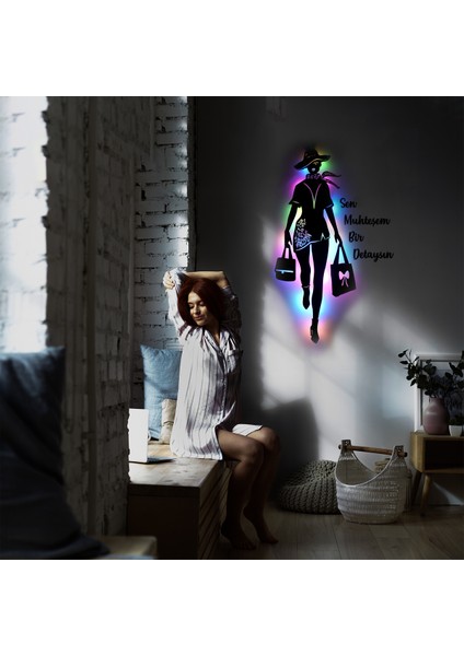 LED Işıklı Kişiselleştirilebilir Kadın Temalı Tablo Fiona Dekoratif Gece Lambası indirimleri