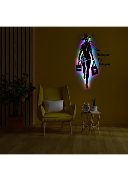 LED Işıklı Kişiselleştirilebilir Kadın Temalı Tablo Fiona Dekoratif Gece Lambası