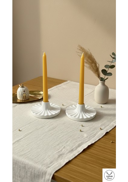 Ikili Şamdan & Mumluk cm Yılbaşı Konsepti 12 cm (Klasik Beyaz Mum Hediyelidir)