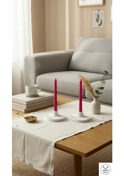 Ikili Şamdan & Mumluk cm Yılbaşı Konsepti 12 cm (Klasik Beyaz Mum Hediyelidir)