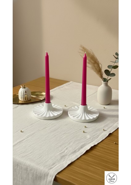 Ikili Şamdan & Mumluk cm Yılbaşı Konsepti 12 cm (Klasik Beyaz Mum Hediyelidir)