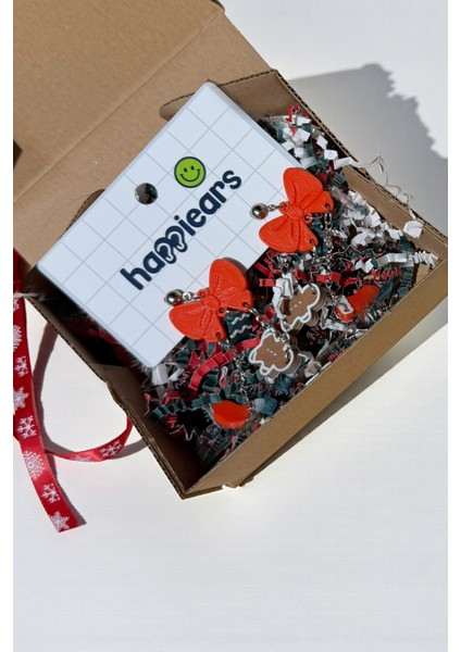 Yılbaşı Kurdele Noel & Kurabiye Figürlü Zincirli Özel Tasarım Küpe fırsatları