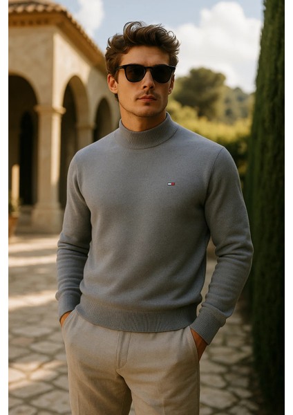 Erkek Basic Premium Comfort Uzun Gri Kazak fiyatları