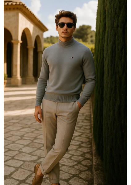 Erkek Basic Premium Comfort Uzun Gri Kazak fırsatları