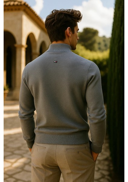 Erkek Basic Premium Comfort Uzun Gri Kazak indirimleri