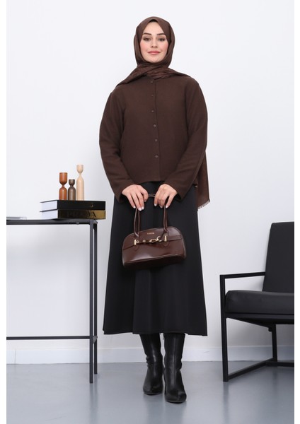 Kahverengi Düğmeli Dokulu Hırka fiyatları