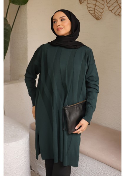 Koyu Yeşil Soğuk Iplik Merserize Triko Tunik