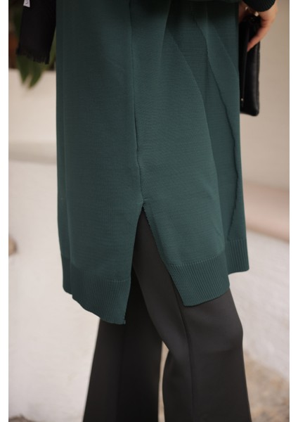 Koyu Yeşil Soğuk Iplik Merserize Triko Tunik modelleri