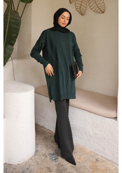 Koyu Yeşil Soğuk Iplik Merserize Triko Tunik indirimleri