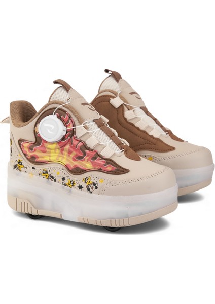 Flames Çocuk Patenli Işıklı Tekerlekli Spor Ayakkabı & Bej Kaykay Ayakkabı 4 Teker fiyatları