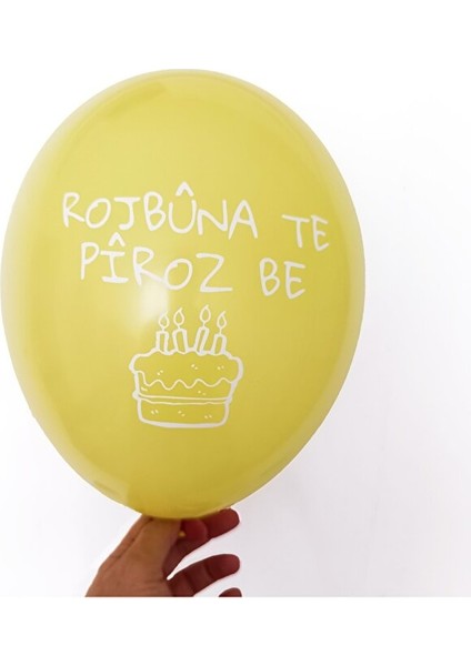 Kürtçe Doğum Günü Balonu - Karışık Renkli (10 Adet) - Rojbuna Te Piroz Be 12 Inç - 30 cm indirimleri