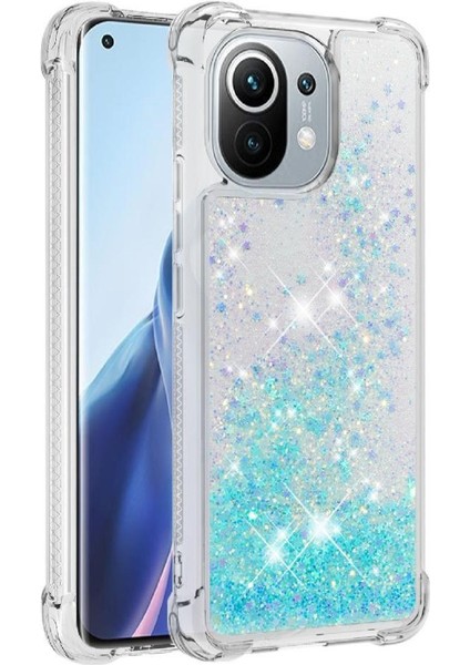 Xiaomi Mi 11 Glitter Sparkle Sevimli Sıvı Akan Tpu Için Telefon Kılıfı (Yurt Dışından)