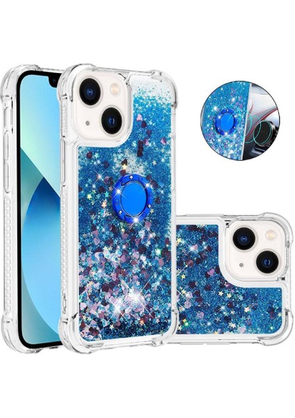 Halka Kickstand Köpüklü Kum Akış Halkası ile IPhone 14 Plus Için Telefon Kılıfı (Yurt Dışından)