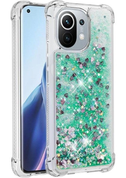 Xiaomi Mi 11 Glitter Sparkle Sevimli Sıvı Akan Tpu Için Telefon Kılıfı (Yurt Dışından)