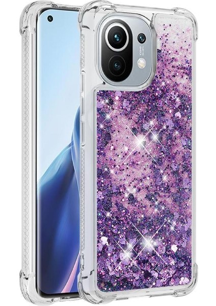 Xiaomi Mi 11 Glitter Sparkle Sevimli Sıvı Akan Tpu Için Telefon Kılıfı (Yurt Dışından)
