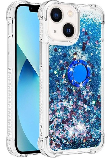 Halka Kickstand Köpüklü Kum Akış Halkası ile IPhone 14 Plus Için Telefon Kılıfı (Yurt Dışından) modelleri