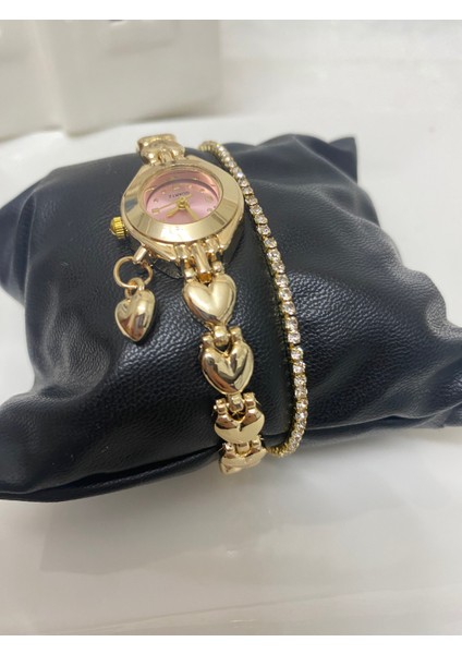 Çelik Saat ve metal taşlı bileklik