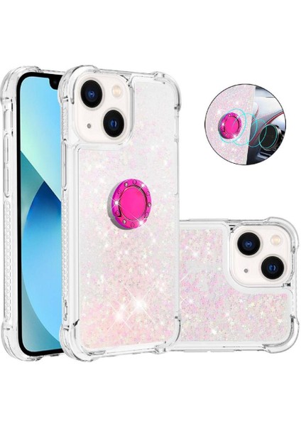 Halka Kickstand Köpüklü Kum ile IPhone 14 Için Telefon Kılıfı (Yurt Dışından)