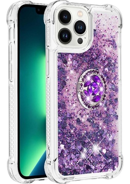 Halka Kickstand Köpüklü Kum Akış Halkası ile IPhone 15 Pro Için Telefon Kılıfı (Yurt Dışından) modelleri