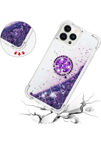 Halka Kickstand Köpüklü Kum Akış Halkası ile IPhone 15 Pro Için Telefon Kılıfı (Yurt Dışından) indirimleri