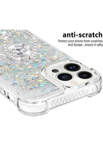 Halka Kickstand Köpüklü Kum Akış Halkası ile IPhone 15 Pro Için Telefon Kılıfı (Yurt Dışından) modelleri