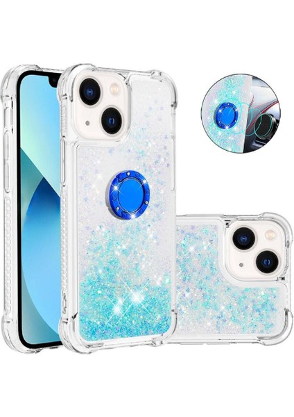 Halka Kickstand Köpüklü Kum Akış Halkası ile IPhone 14 Plus Için Telefon Kılıfı (Yurt Dışından)