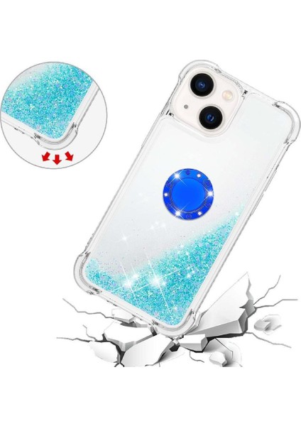 Halka Kickstand Köpüklü Kum Akış Halkası ile IPhone 14 Plus Için Telefon Kılıfı (Yurt Dışından) modelleri