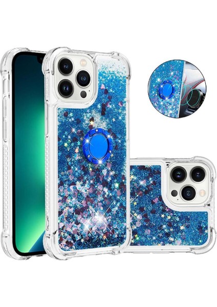 Halka Kickstand Köpüklü Kum Akış Halkası ile IPhone 15 Pro Için Telefon Kılıfı (Yurt Dışından)