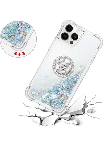 Halka Kickstand Köpüklü Kum Akış Halkası ile IPhone 15 Pro Için Telefon Kılıfı (Yurt Dışından) indirimleri