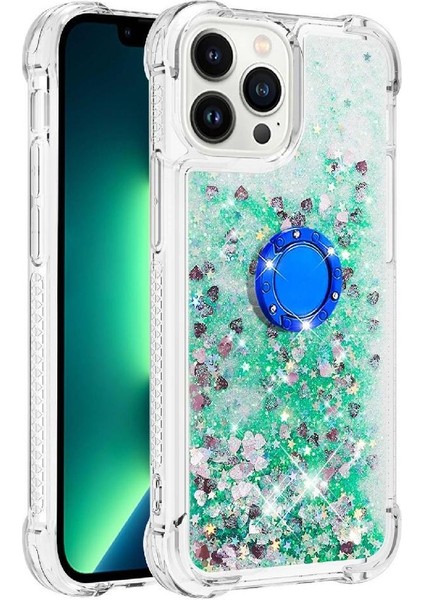 Halka Kickstand Köpüklü Kum Akış Halkası ile IPhone 15 Pro Için Telefon Kılıfı (Yurt Dışından) modelleri