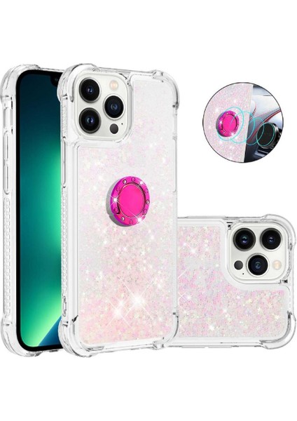 Halka Kickstand Köpüklü Kum Akış Halkası ile IPhone 15 Pro Için Telefon Kılıfı (Yurt Dışından)