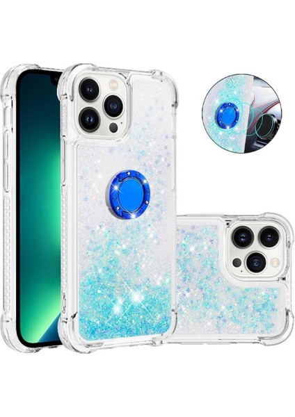 Halka Kickstand Köpüklü Kum Akış Halkası ile IPhone 15 Pro Için Telefon Kılıfı (Yurt Dışından)