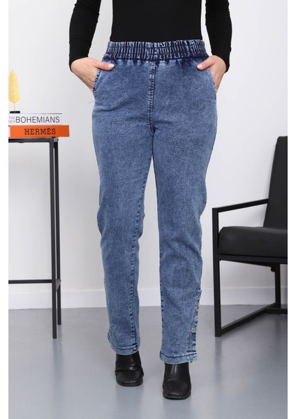 Mavi Paça Düğmeli Kot Pantolon fiyatları