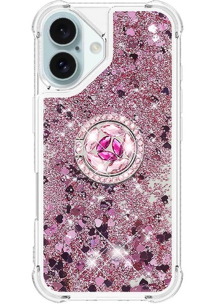 Halka Kickstand Halka Kickstand Köpüklü Kum ile IPhone 16 Için Telefon Kılıfı (Yurt Dışından) modelleri